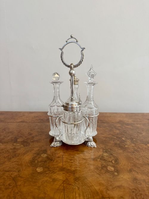 Fine quality antique Edwardian silver plated cruet set