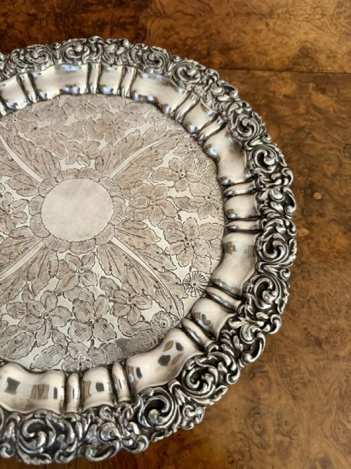 OUTSTANDING QUALITY ANTIQUE EDWARDIAN SILVER PLATED TRAY - ADDITIONAL PHOTO 4