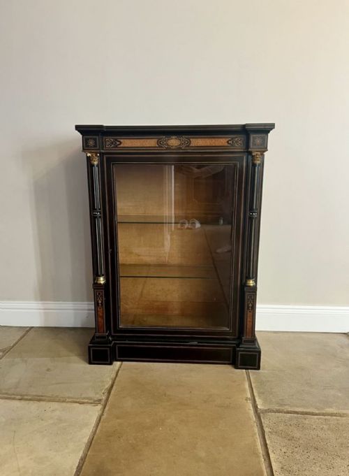 PAIR OF ANTIQUE VICTORIAN QUALITY EBONISED AND AMBOYNA INLAID SIDE CABINETS - ADDITIONAL PHOTO 8