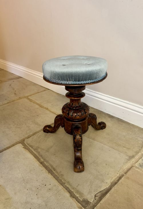 QUALITY ANTIQUE VICTORIAN CARVED WALNUT STOOL - ADDITIONAL PHOTO 3