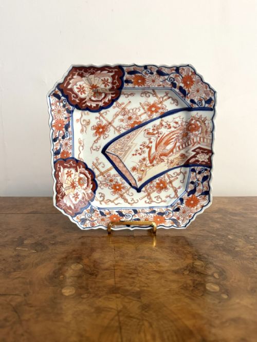 Unusual Quality Antique Japanese Imari Square Shaped Plate