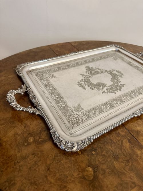 FANTASTIC QUALITY LARGE ANTIQUE EDWARDIAN SILVER PLATED TRAY - ADDITIONAL PHOTO 3