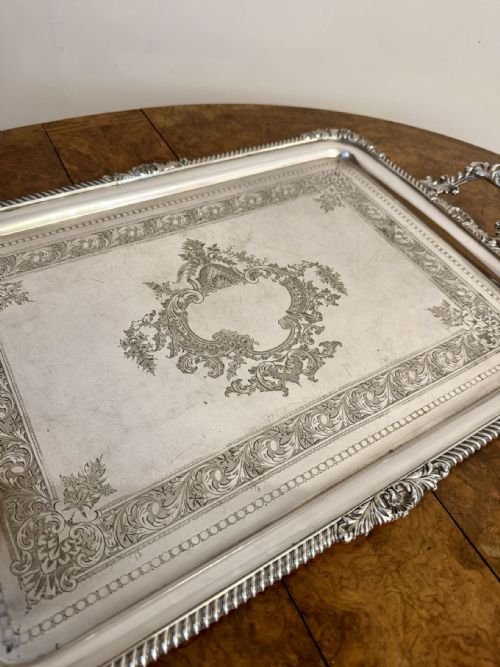 FANTASTIC QUALITY LARGE ANTIQUE EDWARDIAN SILVER PLATED TRAY - ADDITIONAL PHOTO 1
