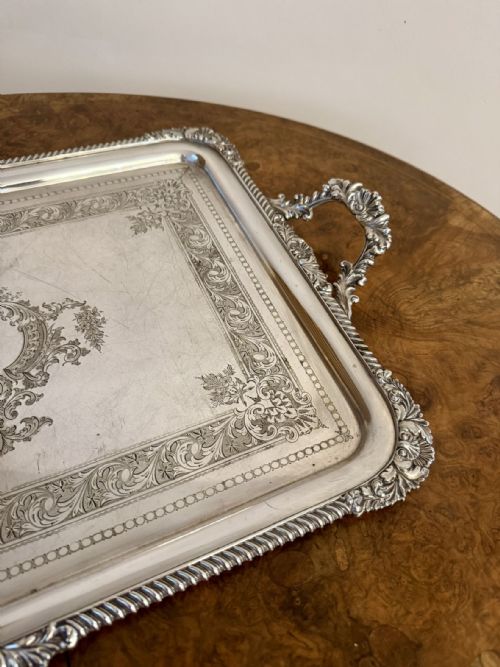 FANTASTIC QUALITY LARGE ANTIQUE EDWARDIAN SILVER PLATED TRAY - ADDITIONAL PHOTO 2
