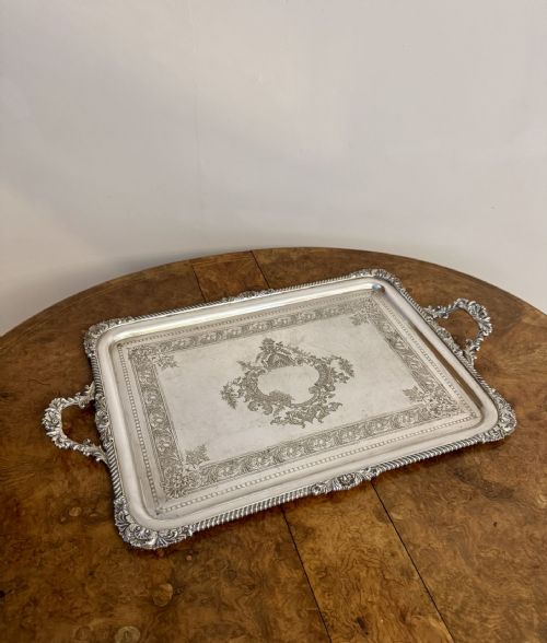 FANTASTIC QUALITY LARGE ANTIQUE EDWARDIAN SILVER PLATED TRAY