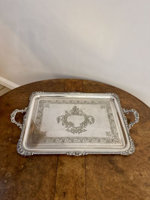 FANTASTIC QUALITY LARGE ANTIQUE EDWARDIAN SILVER PLATED TRAY - ADDITIONAL PHOTO 4