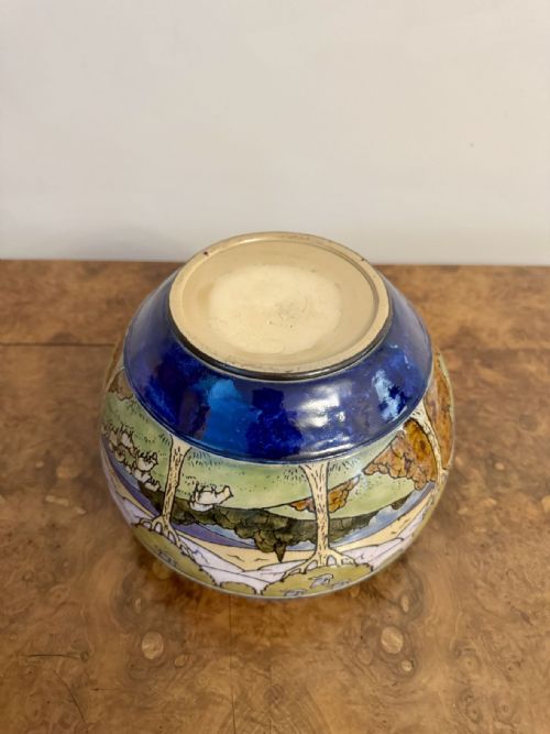 QUALITY ANTIQUE ROYAL DOULTON STONEWARE JARDINIERE - ADDITIONAL PHOTO 3