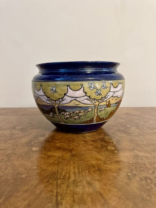 QUALITY ANTIQUE ROYAL DOULTON STONEWARE JARDINIERE - ADDITIONAL PHOTO 4