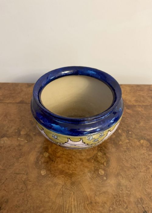QUALITY ANTIQUE ROYAL DOULTON STONEWARE JARDINIERE - ADDITIONAL PHOTO 5