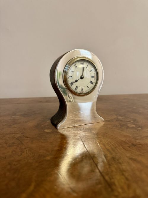 STUNNING QUALITY ANTIQUE SILVER HALLMARKED MANTLE CLOCK - ADDITIONAL PHOTO 5
