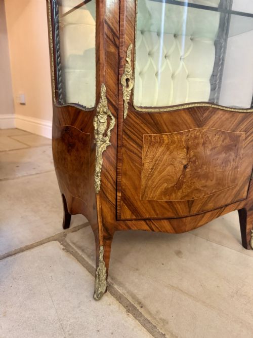 ANTIQUE PETITE FRENCH WALNUT AND KINGWOOD DISPLAY CABINET - ADDITIONAL PHOTO 2