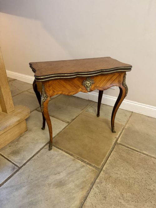 QUALITY 19TH CENTURY FRENCH KINGWOOD AND CROSS BANDED CARD TABLE - ADDITIONAL PHOTO 4