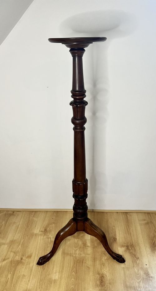 ANTIQUE VICTORIAN QUALITY CARVED MAHOGANY TORCHERE