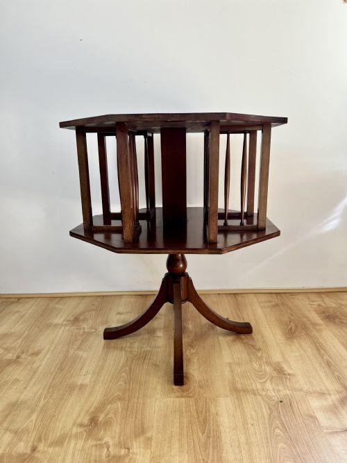 ANTIQUE EDWARDIAN QUALITY MAHOGANY INLAID REVOLVING BOOKCASE