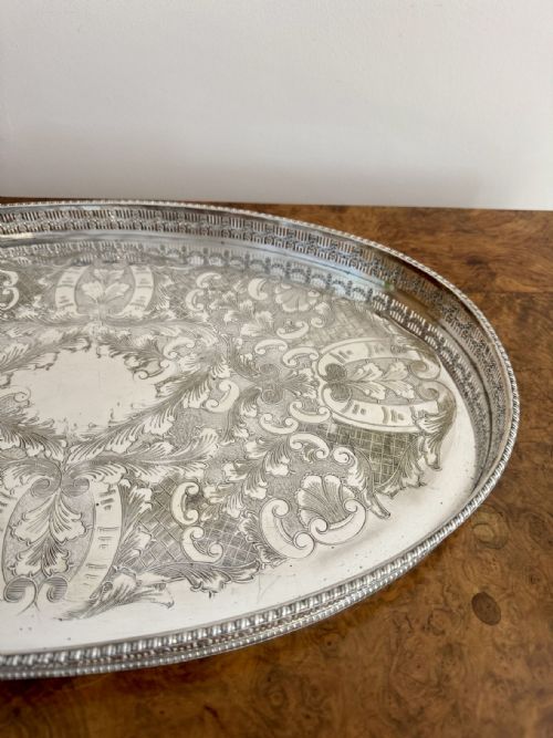 QUALITY ANTIQUE EDWARDIAN SILVER PLATED TRAY - ADDITIONAL PHOTO 3