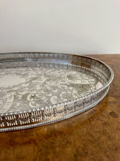 QUALITY ANTIQUE EDWARDIAN SILVER PLATED TRAY - ADDITIONAL PHOTO 1