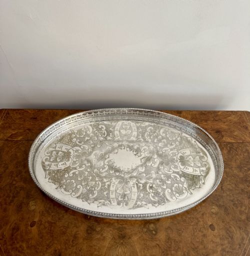 QUALITY ANTIQUE EDWARDIAN SILVER PLATED TRAY - ADDITIONAL PHOTO 2