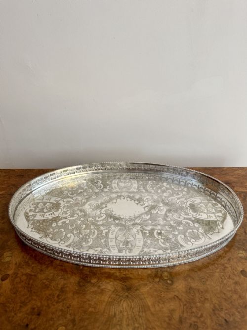 QUALITY ANTIQUE EDWARDIAN SILVER PLATED TRAY - ADDITIONAL PHOTO 4
