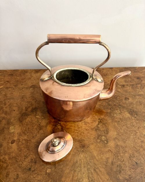 QUALITY SMALL ANTIQUE GEORGE III COPPER KETTLE - ADDITIONAL PHOTO 5