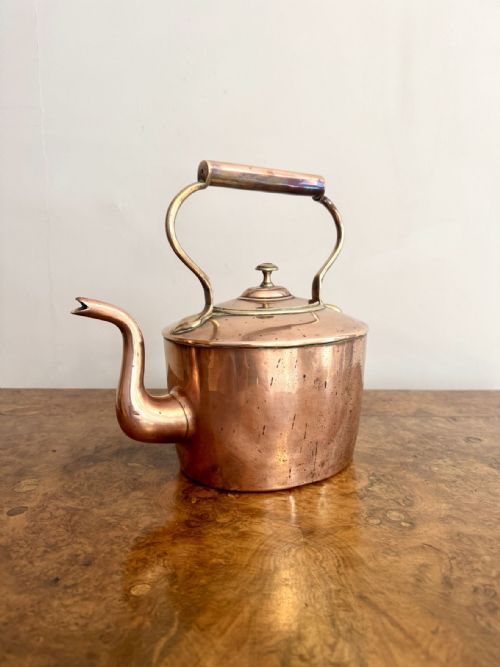 QUALITY SMALL ANTIQUE GEORGE III COPPER KETTLE - ADDITIONAL PHOTO 1