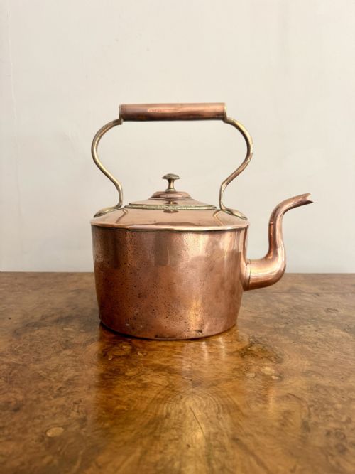 QUALITY SMALL ANTIQUE GEORGE III COPPER KETTLE - ADDITIONAL PHOTO 2