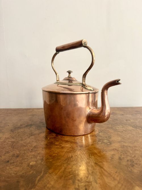 QUALITY SMALL ANTIQUE GEORGE III COPPER KETTLE - ADDITIONAL PHOTO 3