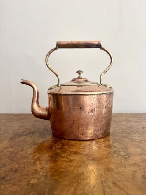 QUALITY SMALL ANTIQUE GEORGE III COPPER KETTLE - ADDITIONAL PHOTO 4