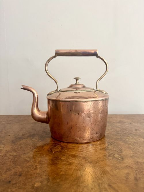 QUALITY SMALL ANTIQUE GEORGE III COPPER KETTLE