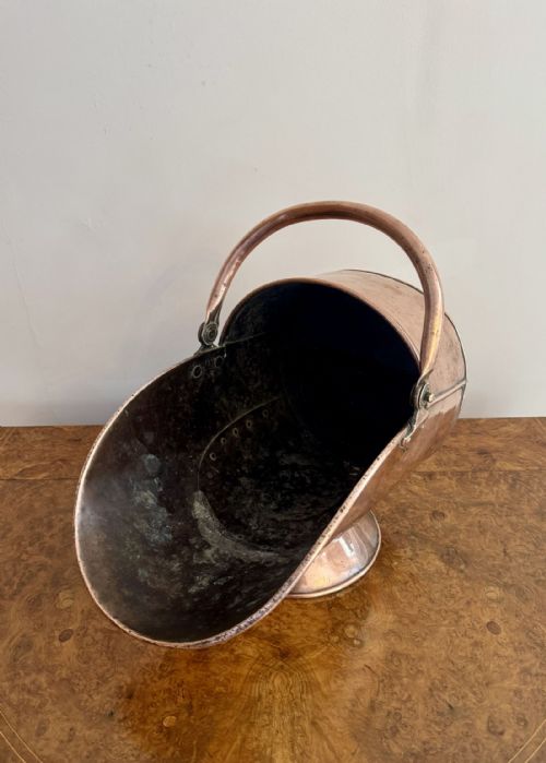 ANTIQUE GEORGE III COPPER COAL SCUTTLE - ADDITIONAL PHOTO 4