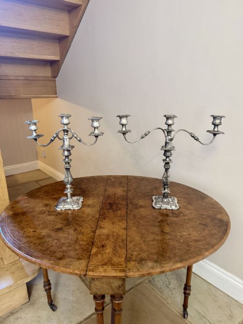Stunning Quality Pair of Antique Victorian Ornate Silver Plated Candelabras