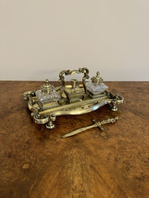 Stunning Quality Antique Victorian Brass Desk Set