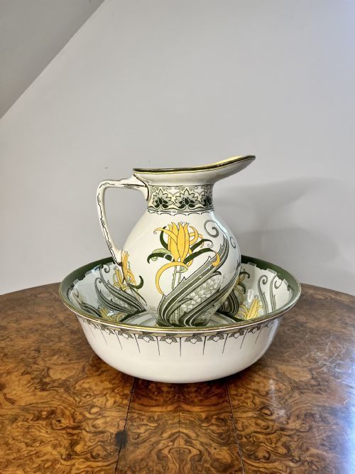 Lovely Antique Edwardian Quality Doulon Burslem Jug and Bowl Set