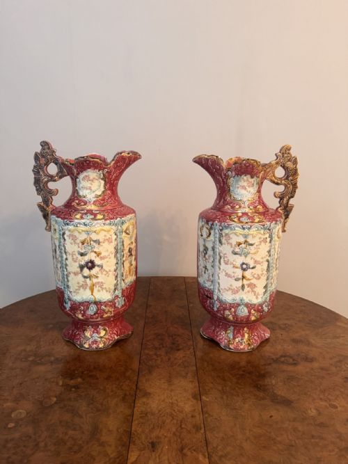 Large Quality Pair of Antique Victorian Ewers