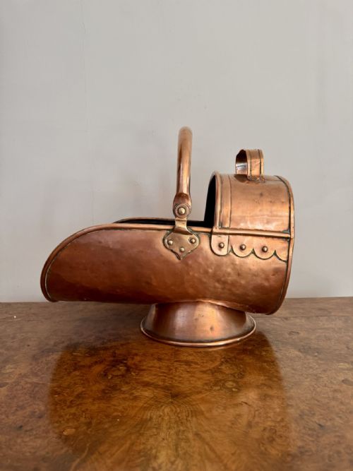 Quality Antique Victorian Copper Coal Scuttle