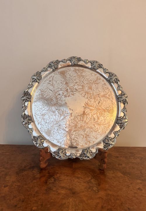 Fine Quality Large Antique Victorian Silver Plated Circular Tray