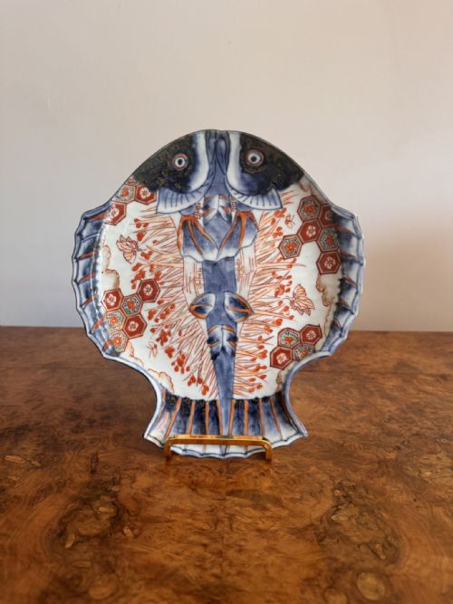 Unusual Quality Antique Japanese Imari Plate in the Form of a Fish