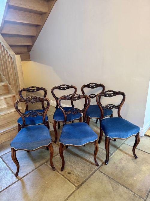 Fantastic Quality Set of Six Antique Victorian Rosewood Balloon Back Dining Chairs