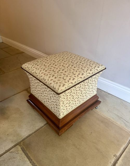 Attractive Quality Antique Victorian Mahogany Upholstered Ottoman Footstool