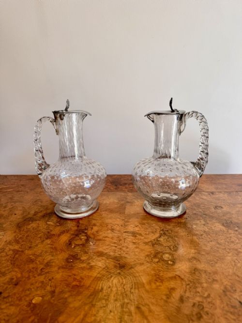 Stunning Quality Pair of Antique 19th Century Claret Jugs
