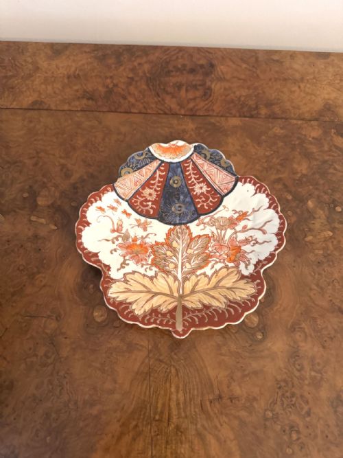 Unusual Antique Japanese Imari Dish in the Form of a Leaf