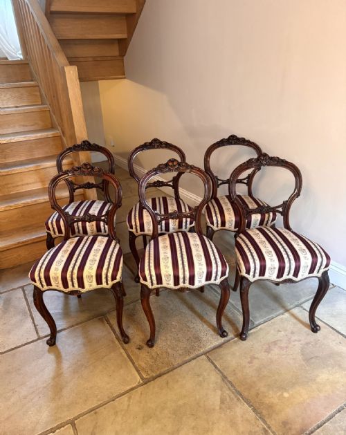Stunning Quality Set of Six Antique Victorian Walnut Dining Chairs