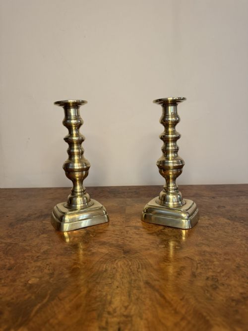 Pair of Quality Antique Victorian Brass Candlesticks