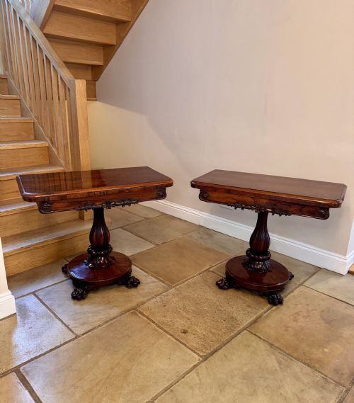 Outstanding Quality Pair of Antique William IV Rosewood Card Tables