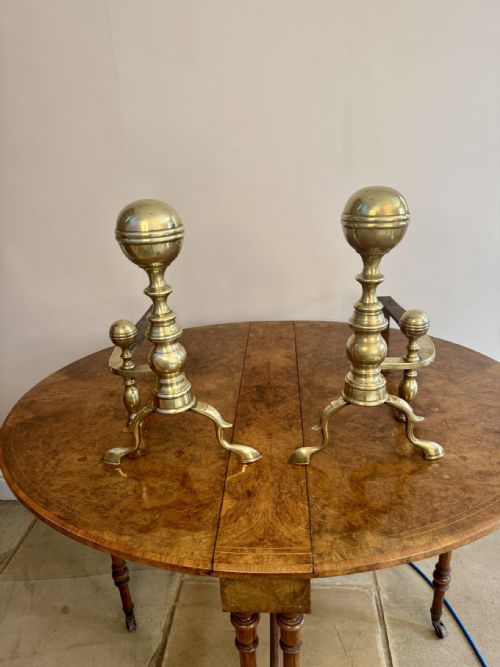 Fantastic Large Pair of Quality 19th Century Brass Fire Dogs