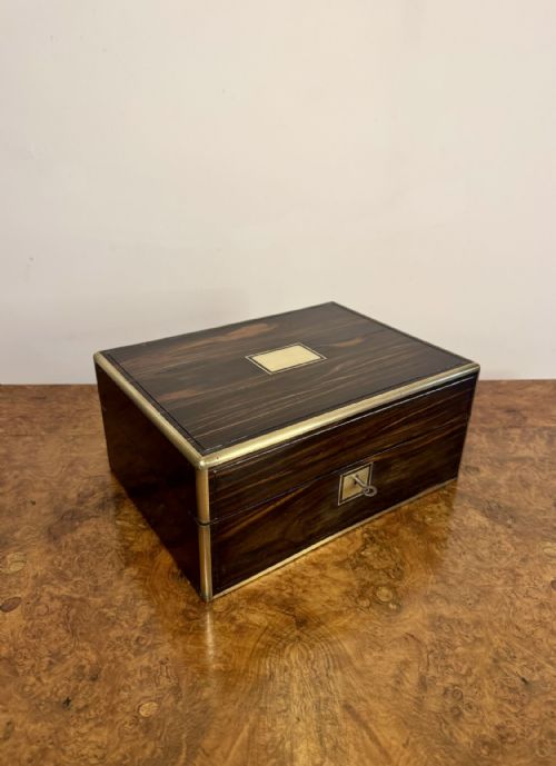Charming Quality Antique 19th Century Brass and Coromandel Vanity Box