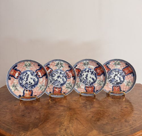 Wonderful Quality Set of Four Antique Japanese Imari Small Plates