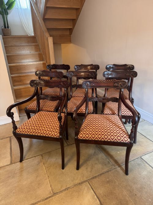 Fantastic Quality Set of Eight Antique Regency Mahogany Dining Chairs