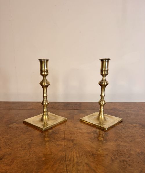 Fine Pair of Antique George II Brass Candlesticks