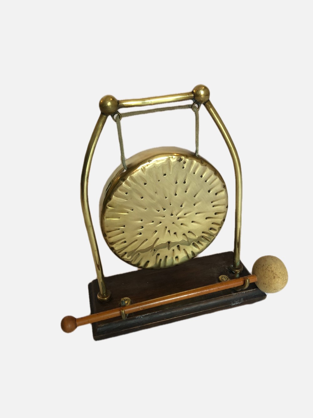 Antique Edwardian Brass Table Gong View II