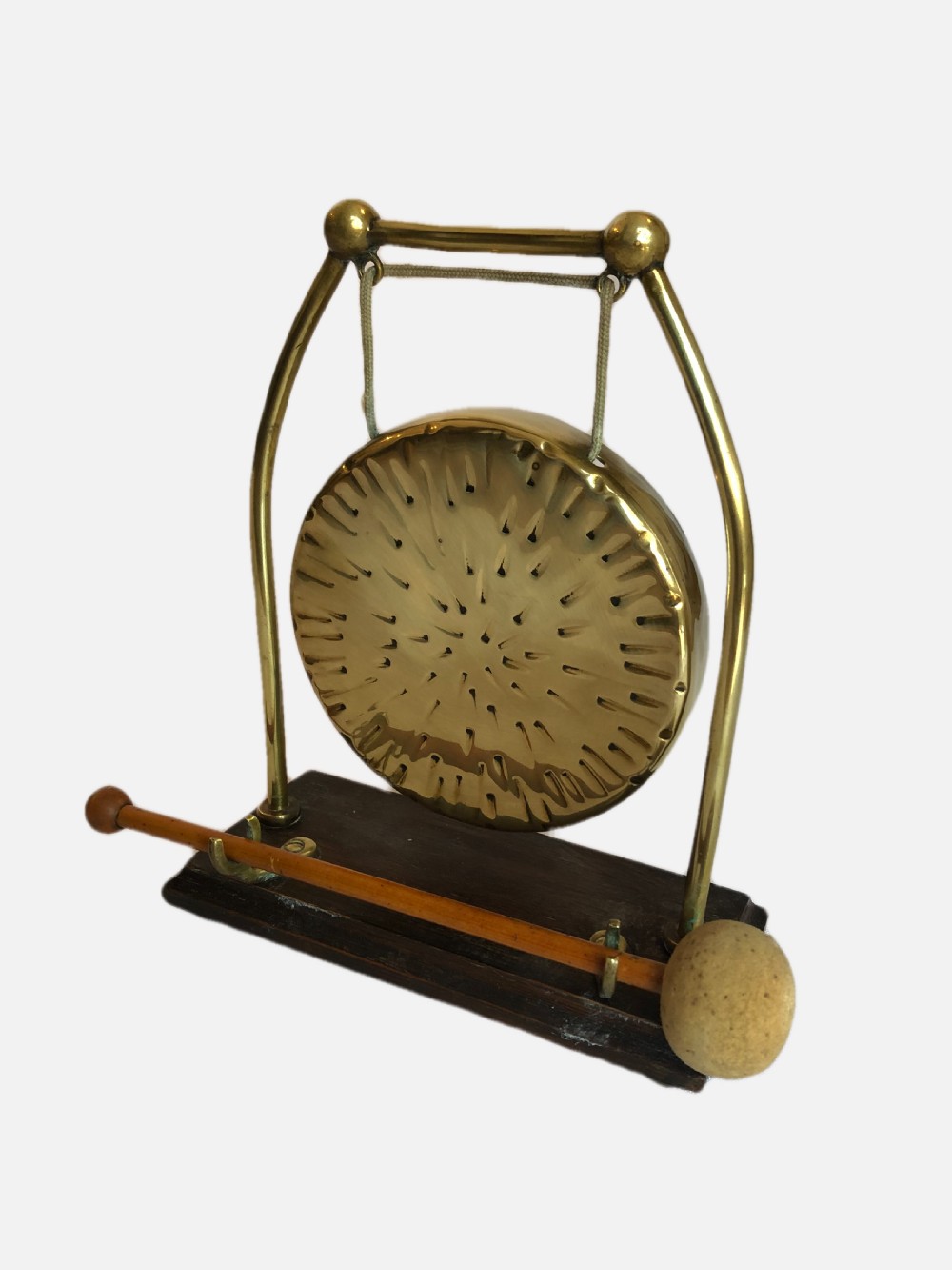 Antique Edwardian Brass Table Gong View III
